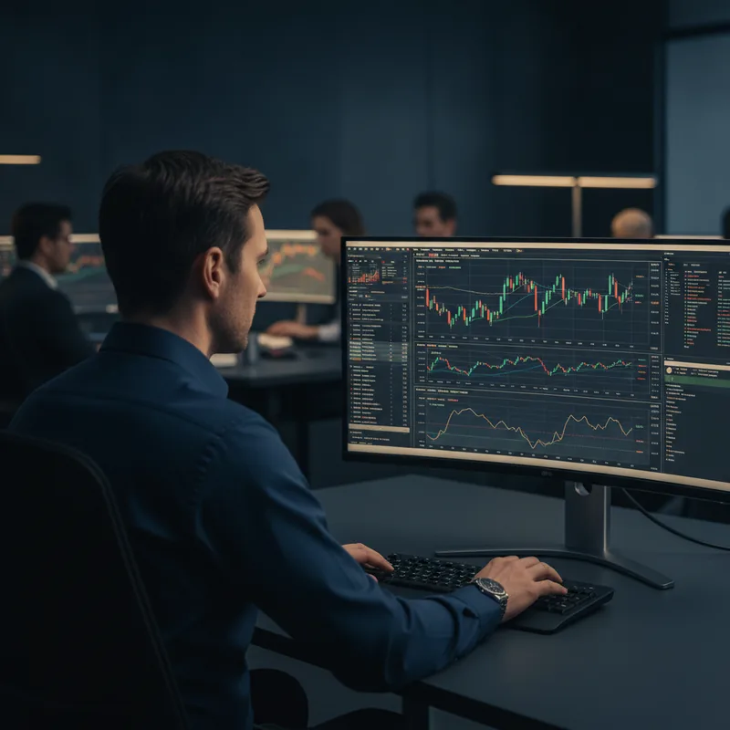 AI-driven market signals dashboard with live trend chart and confidence levels
